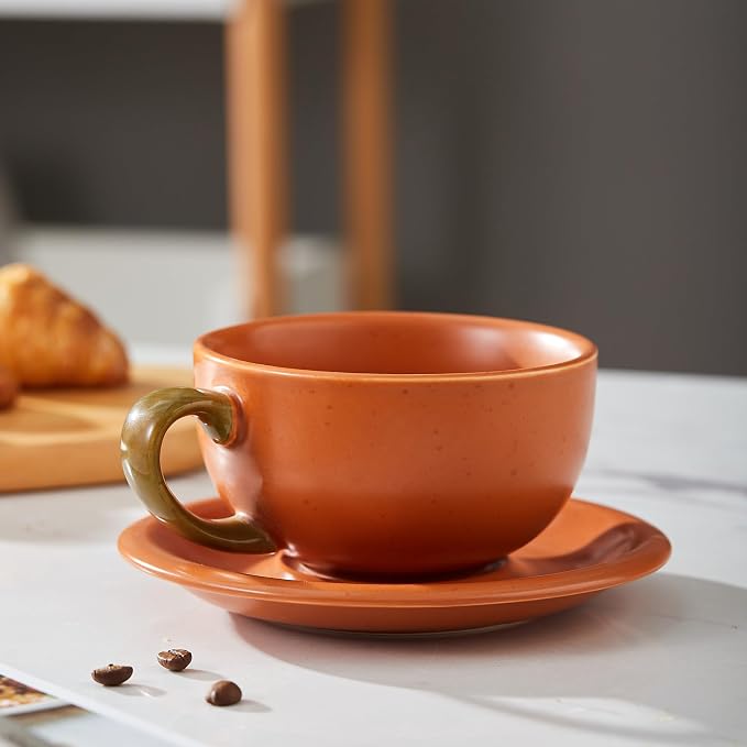 Coffeezone Vintage Design 12 oz Ceramic Latte Art Cappuccino Barista Cup