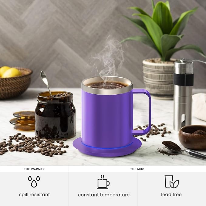 Coffee Warmer with Mug Set, Self Heating Coffee Mug with USB Powered, 131°F
