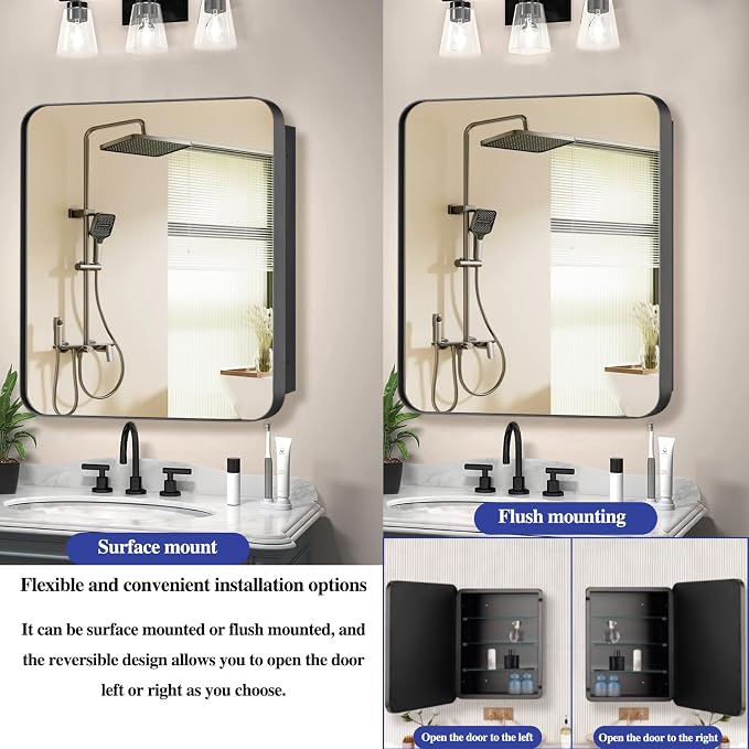 Bathroom Medicine Cabinet, Recessed & Surface Wall Cabinet