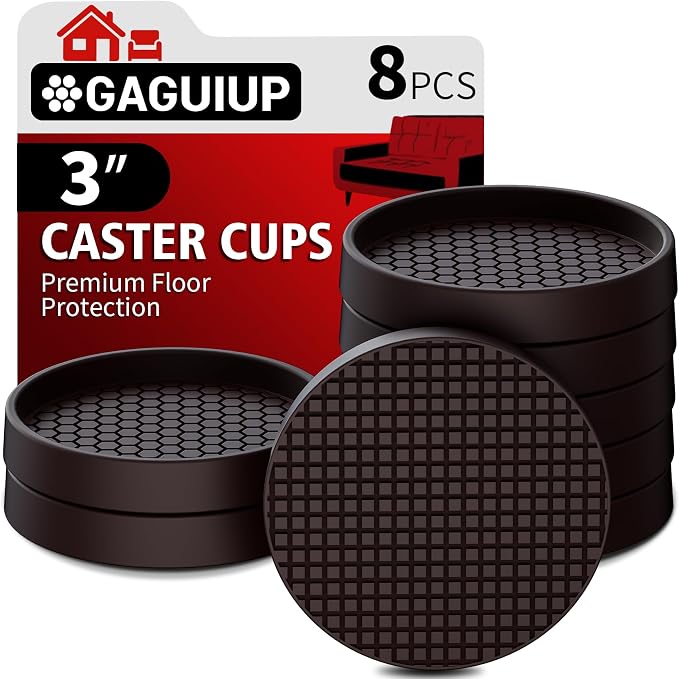 Non Slip Furniture Pads- 3"x3" Round Anti Skid Caster Cups Furniture Coasters