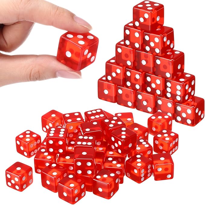36 Piece 19 mm Casino Style Craps Dice Sets Acrylic and Translucent D6 Dice