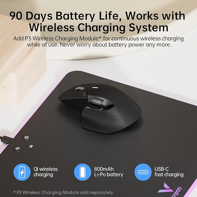 Rapoo MT760 Multi-Device Wireless Mouse, 11 Programmable Buttons, 4K DPI