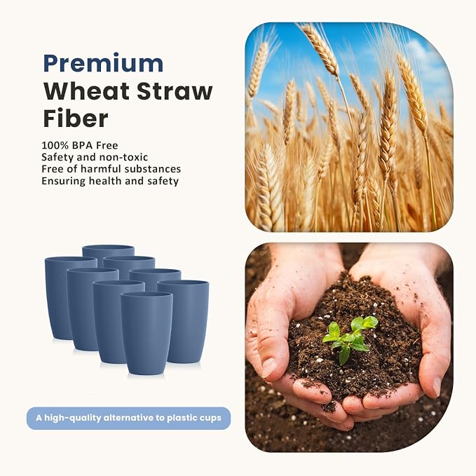 Homienly Wheat Straw Cups, 20 oz, BPA Free, Dishwasher Safe, Microwave Safe