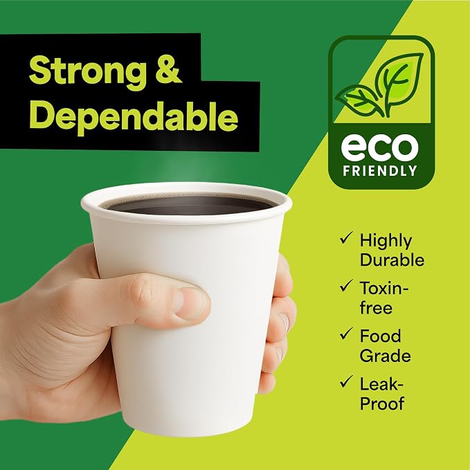EconoHome 8 oz 1000 Pack Disposable Coffee Paper Cups