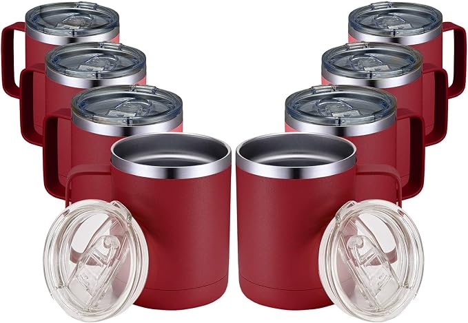 MEWAY 12oz Coffee Mug With Handle 8 Pack Bulk, Stainless Steel Insulated Travel