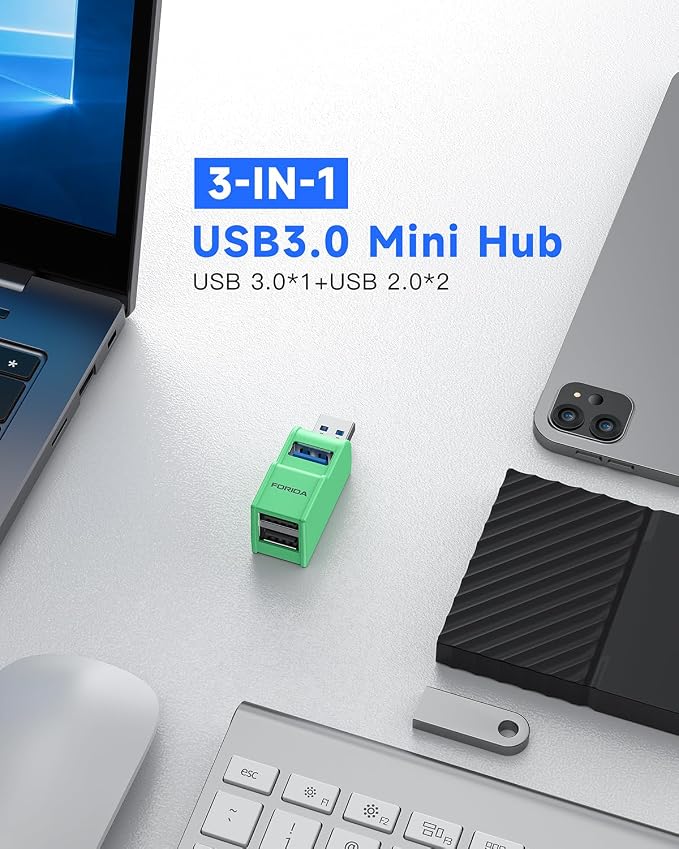 FORIDA 3 Ports USB 3.0 Adapter, USB Hub