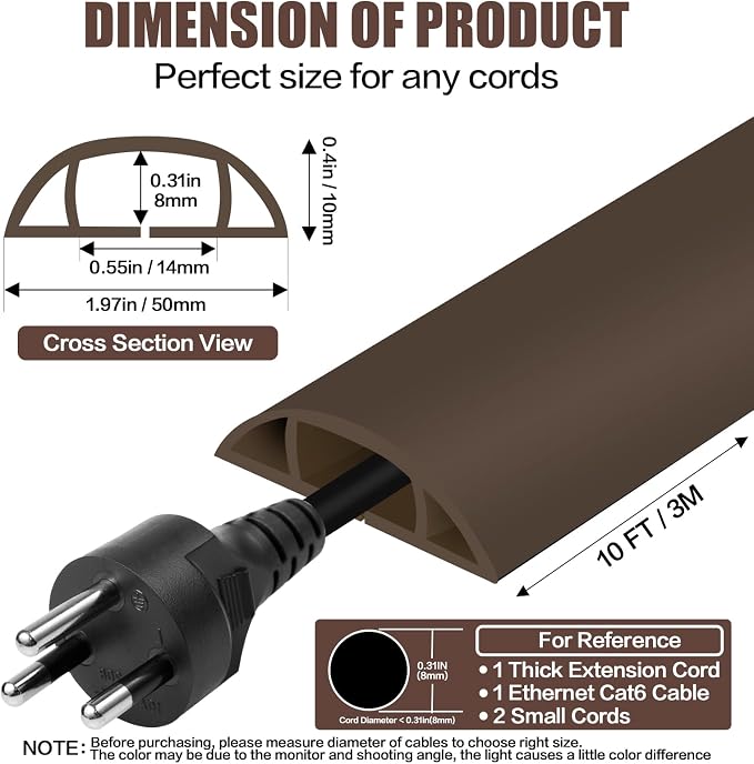 Floor Cord Cover Cable Cavity Self Adhesive Cord Hider Floor 10FT Floor Cable