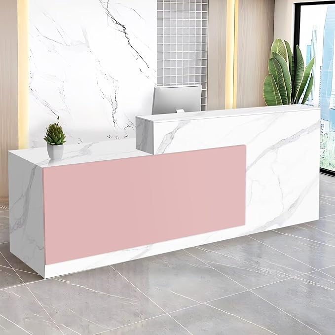 Reception Desk with Counter Modern Checkout Counter with Lockable Drawer