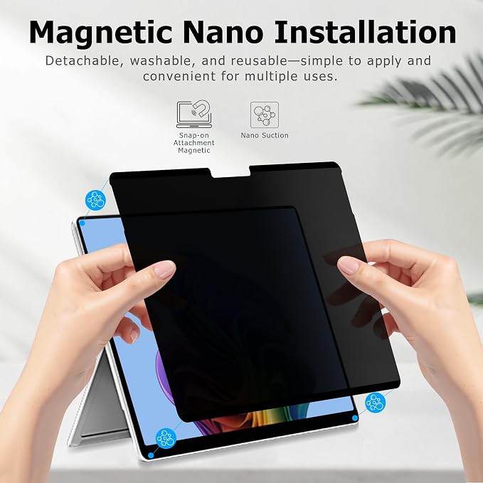 Adeway Magnetic Privacy Screen for Surface Pro 12 inch, Anti-Glare, 30° Side