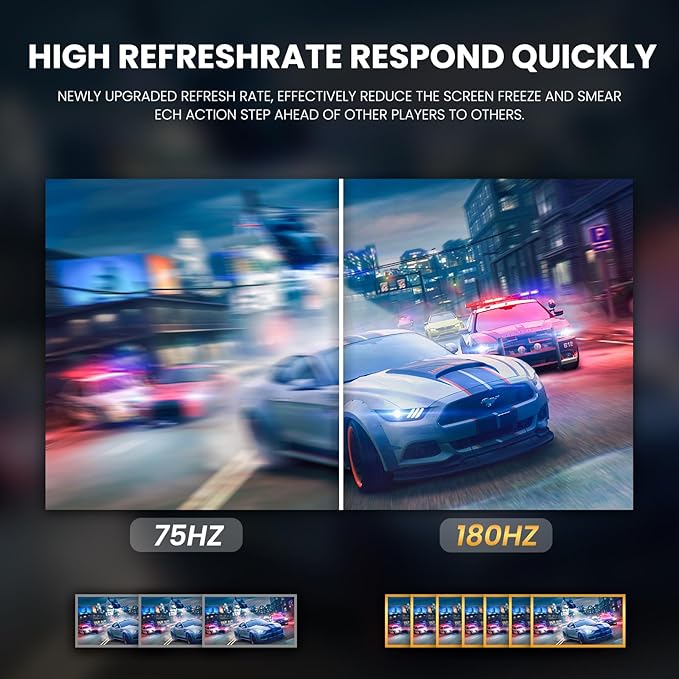 CRUA 24” Curved Gaming Monitor, 180Hz/144Hz FHD 1080P, Support 120% sRGB