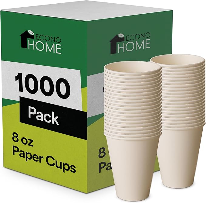 EconoHome 8 oz 1000 Pack Disposable Coffee Paper Cups