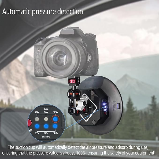 FIFIELD 6in Electric Auto Pump Suction Cup Camera Mount