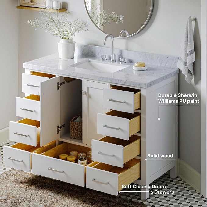 Cambridge 49" White Bathroom Vanity