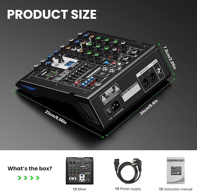4 Channel Audio Interface DJ Mixer