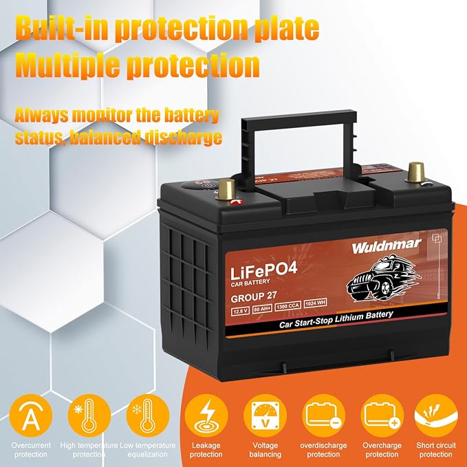 G27 80AH Lithium Car Battery for Start-Stop - 12V