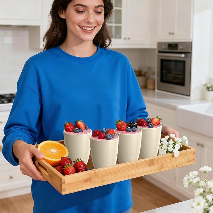 Unbreakable Wheat Straw Cups, Alternative to Plastic Cups Set 6 PCS, 16 OZ