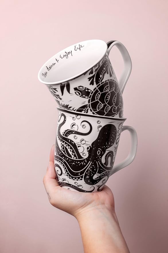 Karma Gifts 14 oz Black and White Boho Mug Tiger