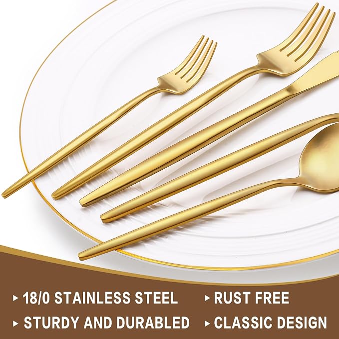 30-Piece Gold Silverware Set, Flatware Set