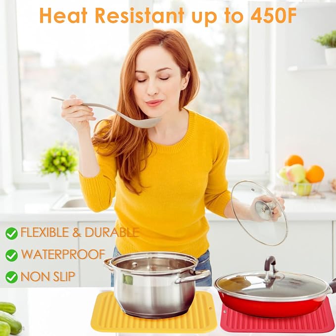 5 Pack Silicone Trivets for Hot Pots and Pans, 9 * 12Inch SiliconeTrivet for