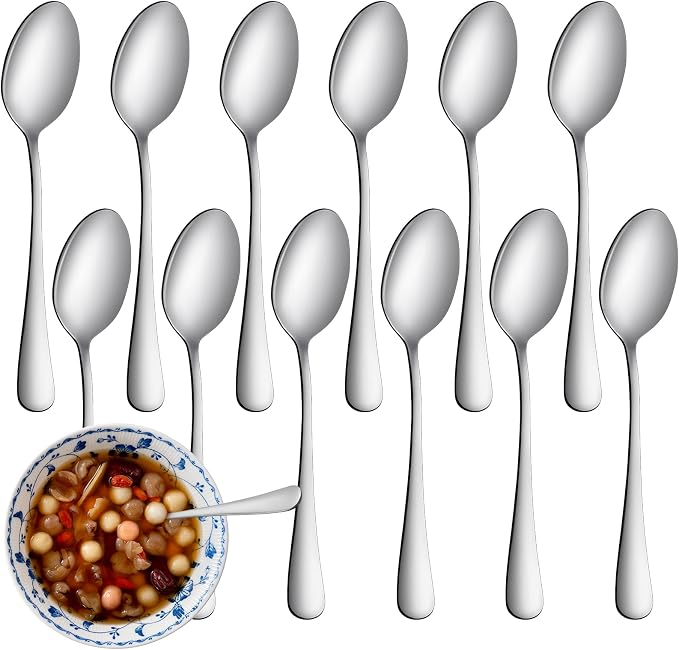 8 Pcs Teaspoons Set, Food-Grade Stainless Steel Spoons Silverware, Cutlery Tea