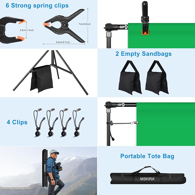 10 x 6.9 Ft Photo Backdrop Support Stand, MSKIRA Adjustable Background Stand