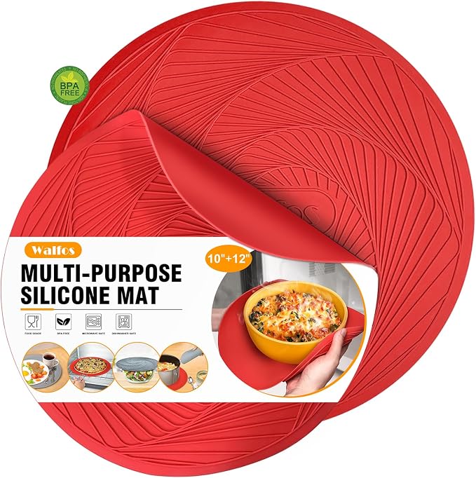 Walfos 12 10 Inch Silicone Microwave Mats, Microwave Splatter Cover