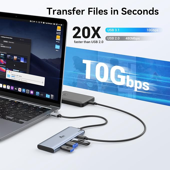 USB C Docking Station Dual Monitor 4K@60Hz DP Alt Mode, USB C Video Hub
