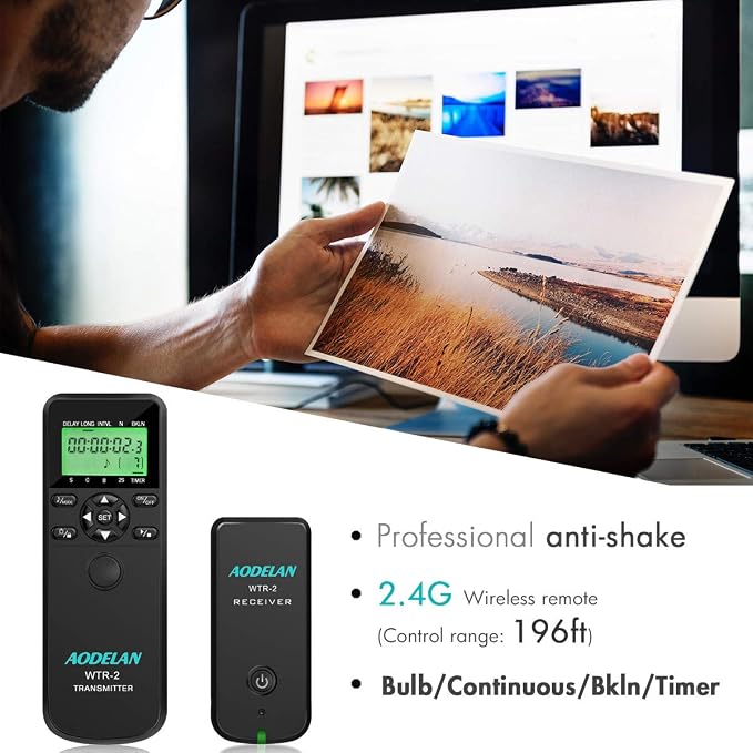 AODELAN Camera Intervalometer Wireless Shutter Release Timer Remote Control