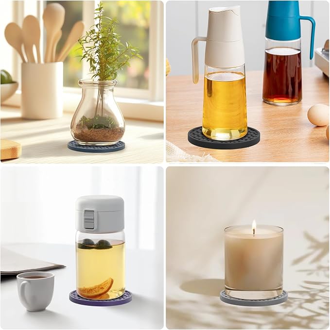 4 Inch Round Silicone Coasters Set of 6