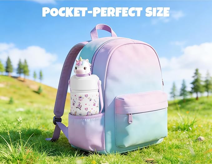 POWCAN Kids Water Bottle for School: 2-in-1 Straw Spout Lid