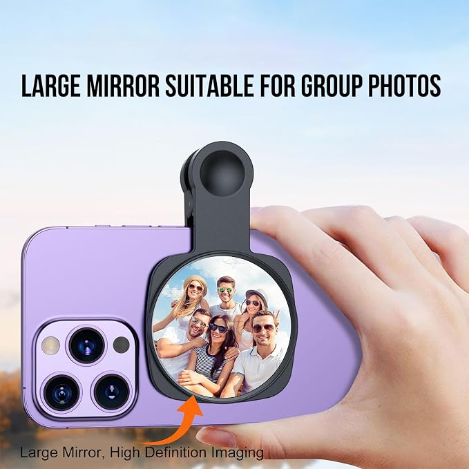 WOWNOVA Clip Selfie Mirror for Phone Back Camera