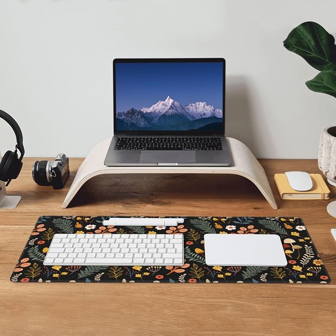 Gaming Mouse Pad Floral Desk Mat, Botanical Mouse Pad, Vintage Desk Mat