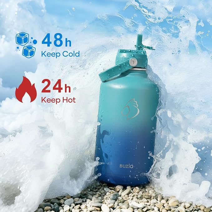 BUZIO 64 oz Insulated Stainless Steel Water Bottle