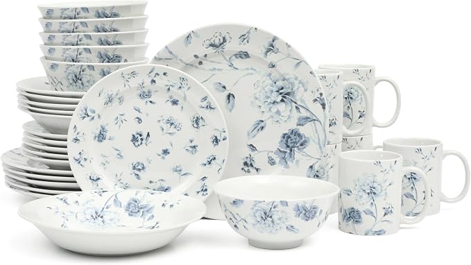Martha Stewart Empress Bouquet 30 Piece Decorated Porcelain Chip and Scratch
