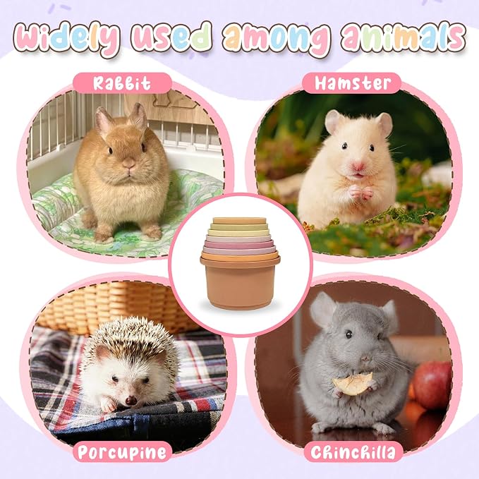 8 Pcs Stacking Cups for Small Animal Toys, Nesting Rabbit Toys of Different