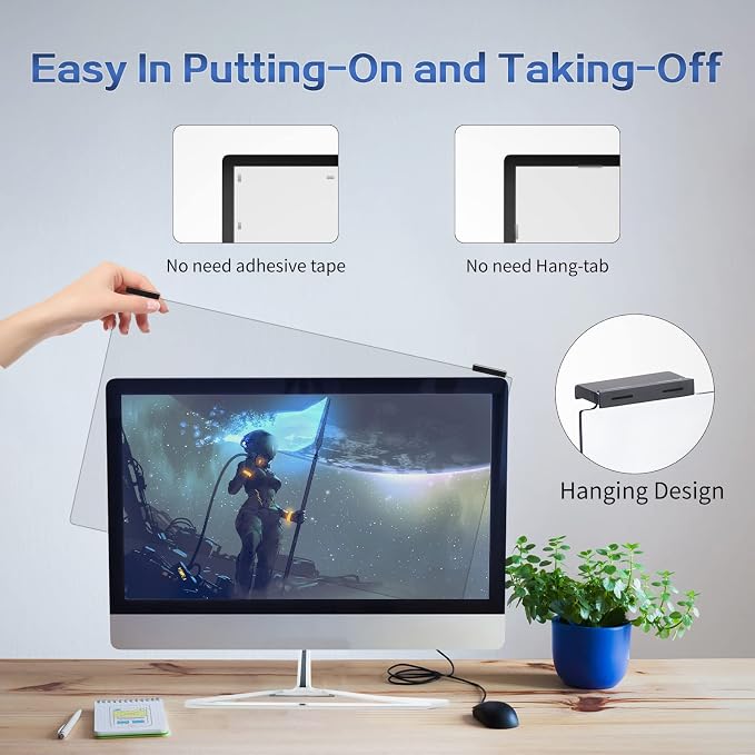 Computer Privacy Screen Filter 27 Inch, 9H Hardness Hanging Computer Screen