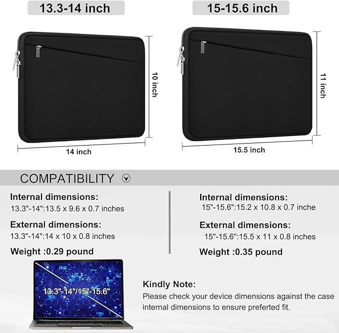 Laptop Sleeve Case 13.3 Inch, Durable 14 Inch Laptop Case Computer Carrying Bag