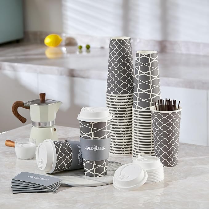 JOLLY PARTY 20 oz Paper Coffee Cups, Disposable Coffee Cups