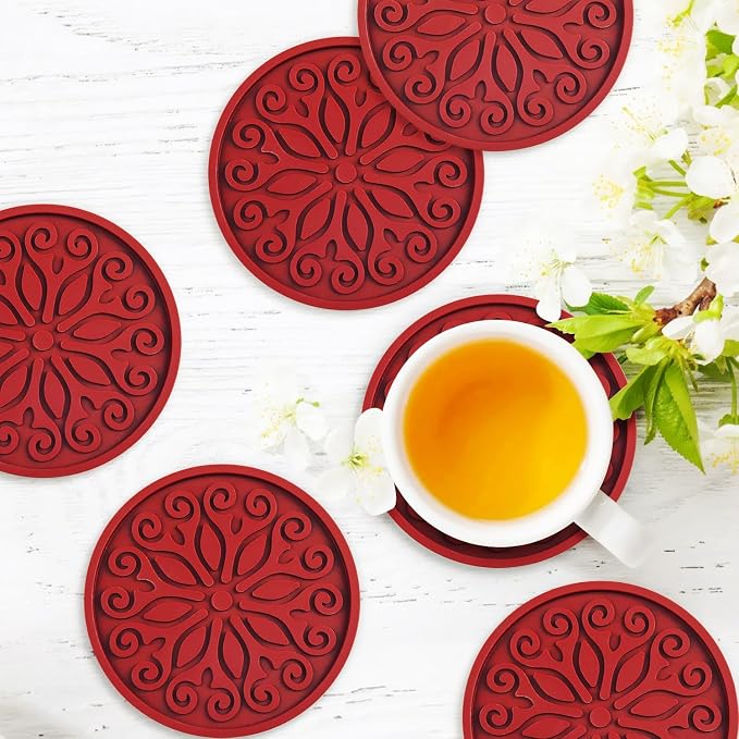 Coasters for Drinks, Resistant Reusable Silicone Coasters