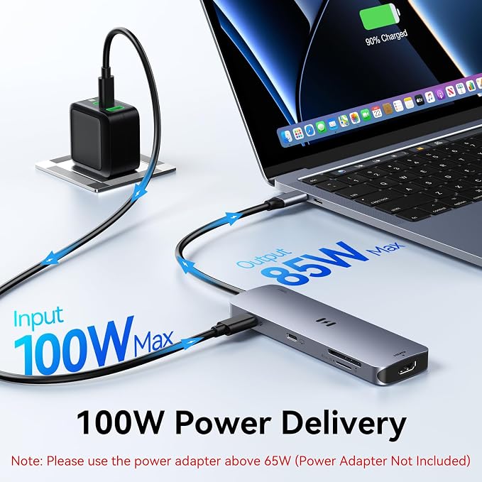 USB C Hub HDMI Adapter for MacBook Pro/Air, 8 in 1 USB C Video Hub