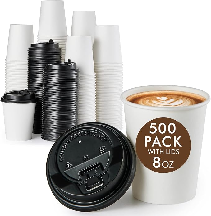 Vplus 500 Pack 8 OZ Paper Coffee Cups
