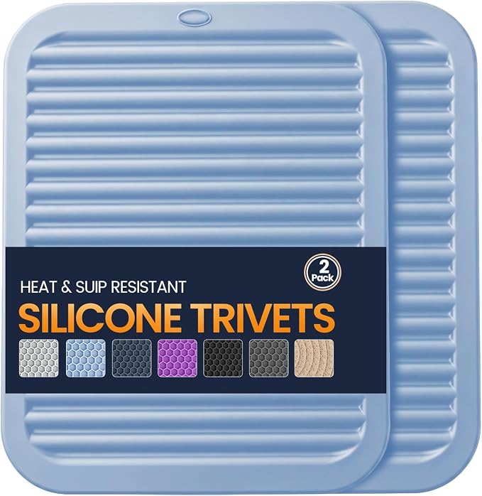 Silicone Trivet Mats 2 Heat Resistant Pot Holders Multipurpose Non-Slip Hot Pads