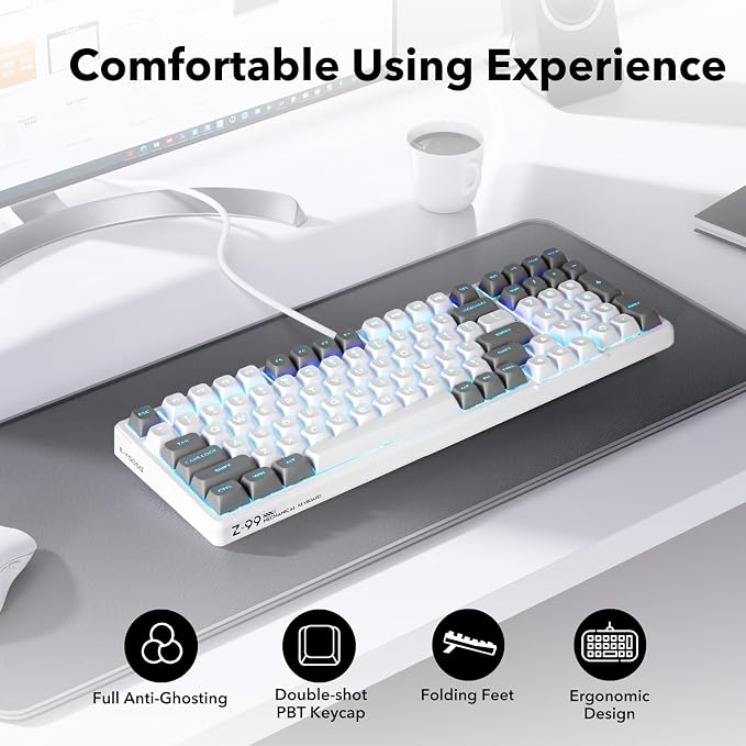 HUO JI Z-99 Wired Mechanical Keyboard, Creamy Sound, Hot Swappable Pre-lubed