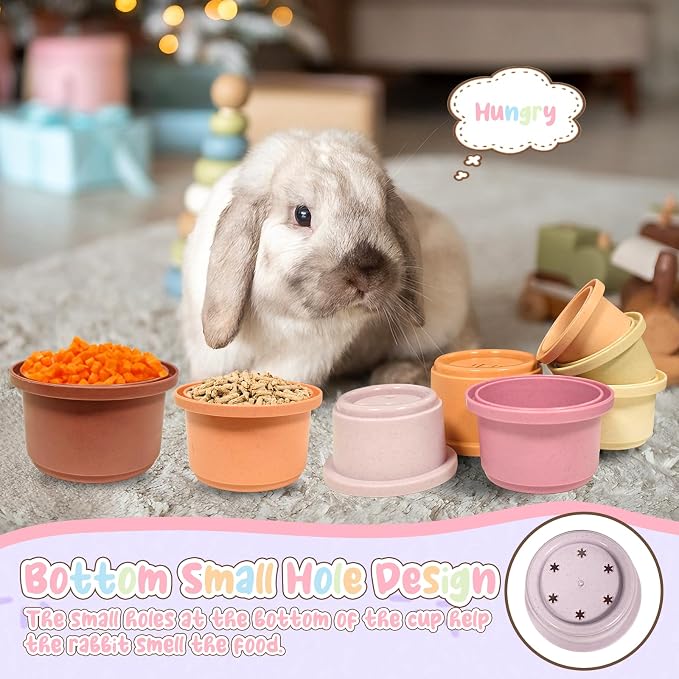 8 Pcs Stacking Cups for Small Animal Toys, Nesting Rabbit Toys of Different