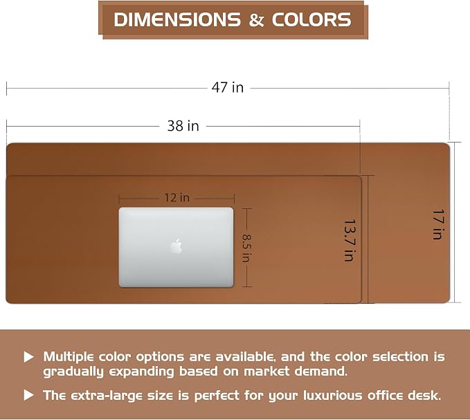 Aothia Leather Desk Pad Protector, Office Mat, Large Mouse Pad, Laptop Desk Pad