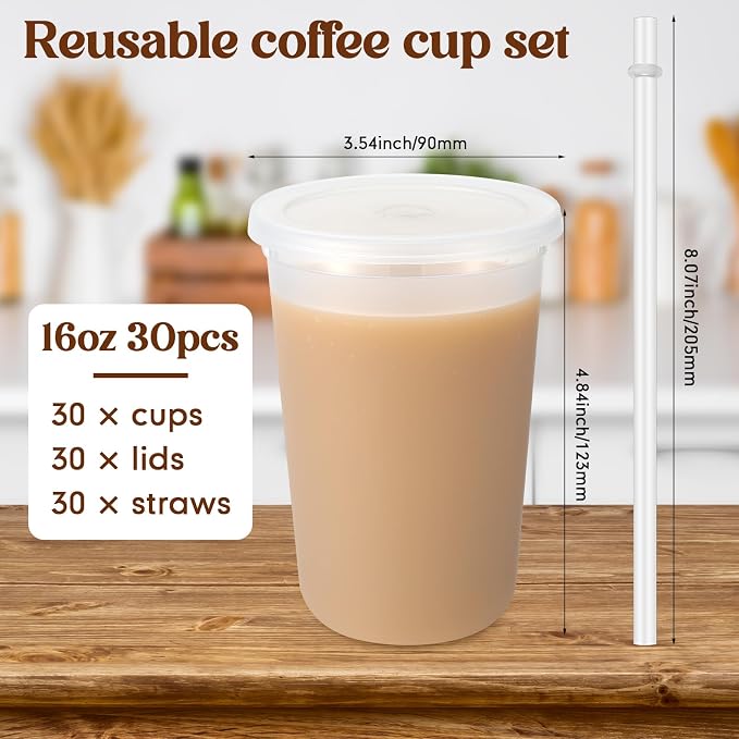 Lounsweer 30 Pcs Clear Reusable Cups
