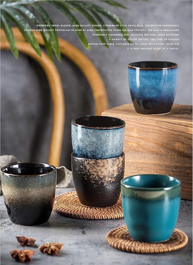 Ceramic Tea Cup, Kung Fu Tea set, Coffee Cup, Yerba Mate Set 4-piece companion