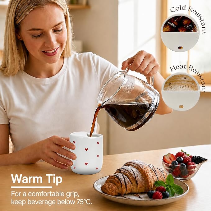 To Go Ceramic Coffee Cups with Lids, Romantic Red Hearts Ceramic Traval Mug