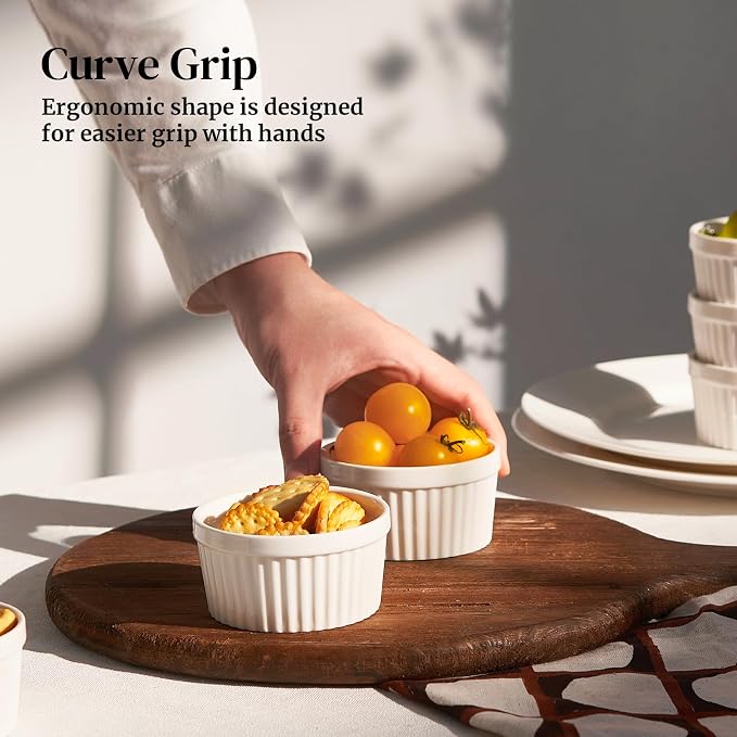 DOWAN 8 oz Ramekins Oven Safe for Creme Brulee, Souffle Dish Baking Bowls