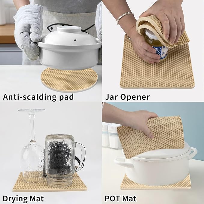 4 Pack Silicone Trivets for Hot Pots and Pans, Pot Holders Hot Pads, Non-Slip &